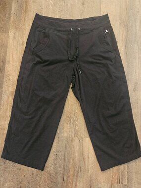 Danskin Women's XL Black Wide Leg Yoga Pants Drawstring Pockets